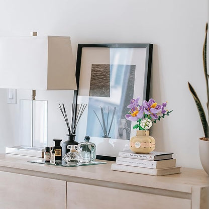 Purple Flower Bouquet Building Blocks Set Violet with Vase for Friends (Adults or Kids Age of 8+) Mini Bricks Botanical Collection Bonsai Tree Plants Ornament Sets for Girls or Women 539PCS