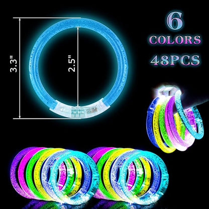 MCPINKY 24PCS Light up Sticks Bulk, Glow in the Dark Bracelets LED Bracelets for Bachelorette Parties Graduation Celebrations