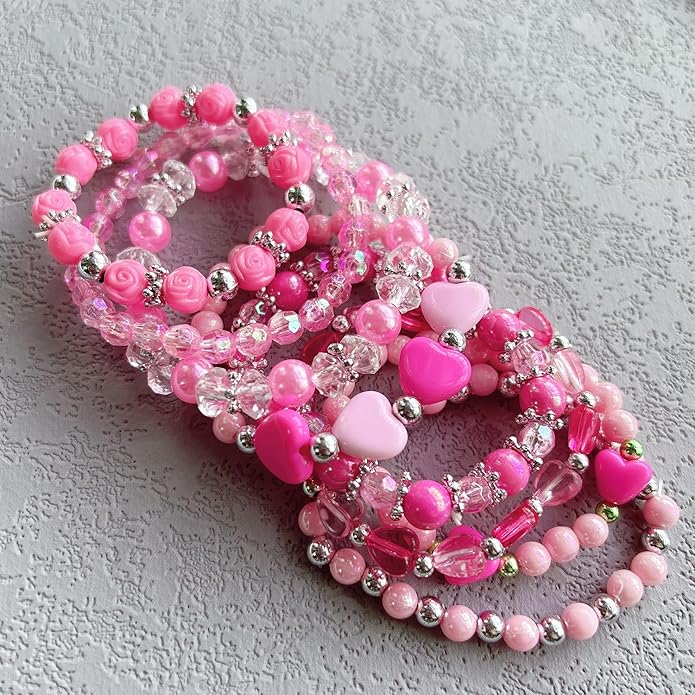 Elesa Miracle 36pc Little Girl Teens Kids Beaded Bracelet Value Set Kids Girl Party Favor Pretend Play Bracelet