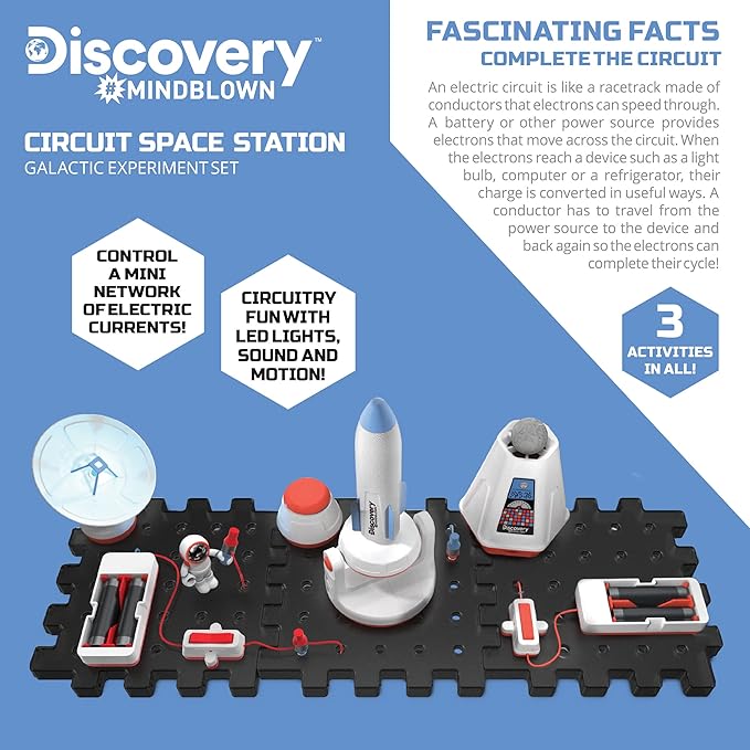 Discovery #Mindblown Circuitry Space Station Galactic Experiment Set, Build-It-Yourself Engineering Toy Kit, Explore The Science of Motion, Great Gift for Kids, 26-Piece, Age 8+