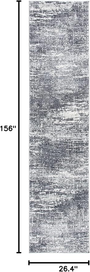 SAFAVIEH Evoke Collection 2'2" x 13' Ivory/Grey EVK272F Modern Abstract Non-Shedding Entryway Foyer Living Room Kitchen Runner Rug