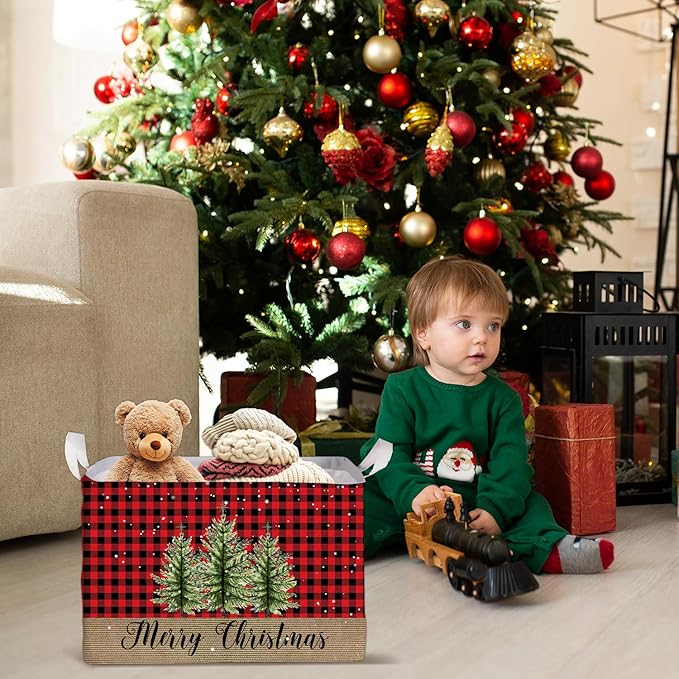 Merry Christmas HOLA Storage Basket, Snowman Waterproof Storage Box, Toy and Clothes Storage Box for Boys and Girls, Santa Christmas Gifts for Nursery, Christmas Winter Party Decoration Storage Cube