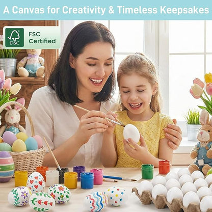 SallyFashion 24 PCS White Wooden Eggs Easter Eggs for Children, DIY Game, Kitchen Craft Adornment, Toy Foods