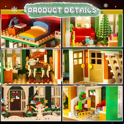 Christmas House Building Set with Light for Adults, NO Compatible with Lego House, 1187PCS Holiday Loness Home Boys House Building Kits, Christmas for Movie Fans Friends Family