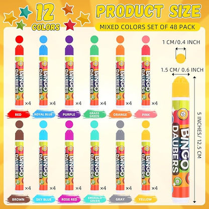 Crtiin 48 Pack Mixed Colors Set of Daubers Dot Markers Supplies in 12 Colors Art Markers Paint Craft for Art and Crafts Painting Supplies Drawing Coloring