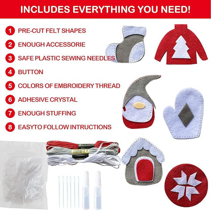 MOVEBO DIY Craft Sewing Kits for Christmas,Christmas Ornaments DIY Craft Kits for Kids (Christmas Ornaments DIY 1)