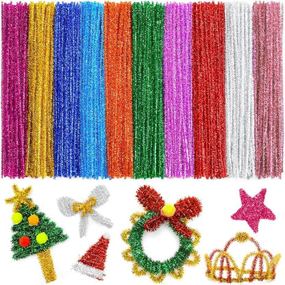 IOOLEEM 200pcs in 10 Glitter Colors, Pipe Cleaners,Glitter Pipe Cleaners, Chenille Stems, Pipe Cleaners for Crafts, Pipe Cleaner Crafts, Art and Craft Supplies.