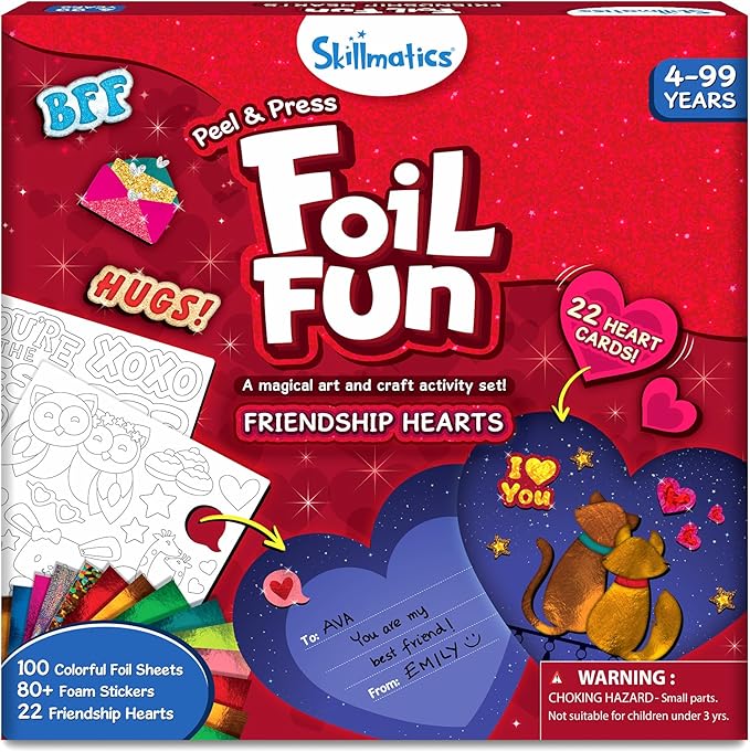 Skillmatics Art & Craft Activity - Foil Fun Valentine's Hearts, Mess Free Art for Kids, DIY Creative Activity, Gifts for Girls & Boys Ages 4, 5, 6, 7, 8 and Up