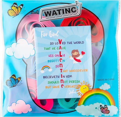 WATINC John 3: 16 Valentine's Day Cards with Bracelets Gift Set, 36 Pack Religious Wristbands Bulk Exchange Gifts, Christian Valentine Classroom Prize Award Sunday School Party Favor Supplies for Kids