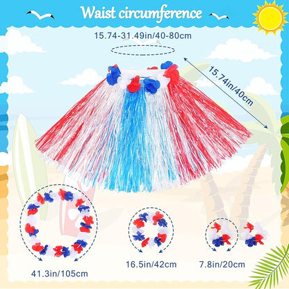 Fortuning's JDS Hawaiian Hula Grass Skirt for Girls Elastic Flower Costume Outfits for Summer Luau Beach Party Decor