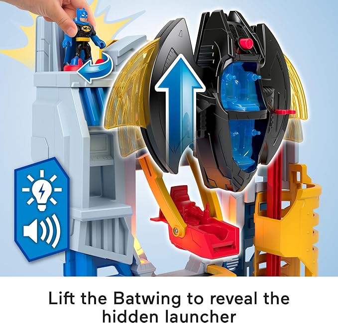 Fisher-Price Imaginext DC Super Friends Batman Toy, Ultimate Headquarters Playset 2-Ft Tall, Lights Sounds & 10 Pieces for Kids Ages 3+ Years