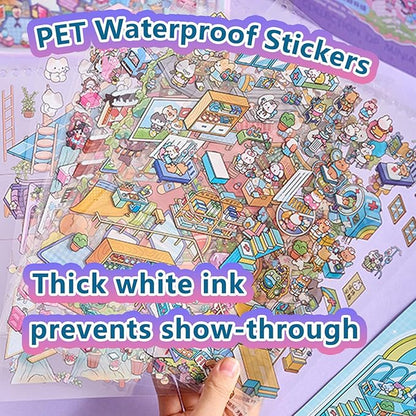 Large Sticker Book Collection, 700+ DIY 3D Sticker Scenes, Premium Reusable Craft Kit for Stress Relief, Mix and Match Creative Sets to Make Stickers for Gifts and Therapy [Lavender]