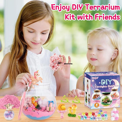 Hollyhi Light Up Terrarium Kit for Kids, DIY Unicorn Toys for 3 4 5 6 7 8 9 10 11 12 Year Old Girls Boys, Night Light Unicorn Terrarium Kit Arts and Crafts for Girls, Kids Christmas Birthday Gifts