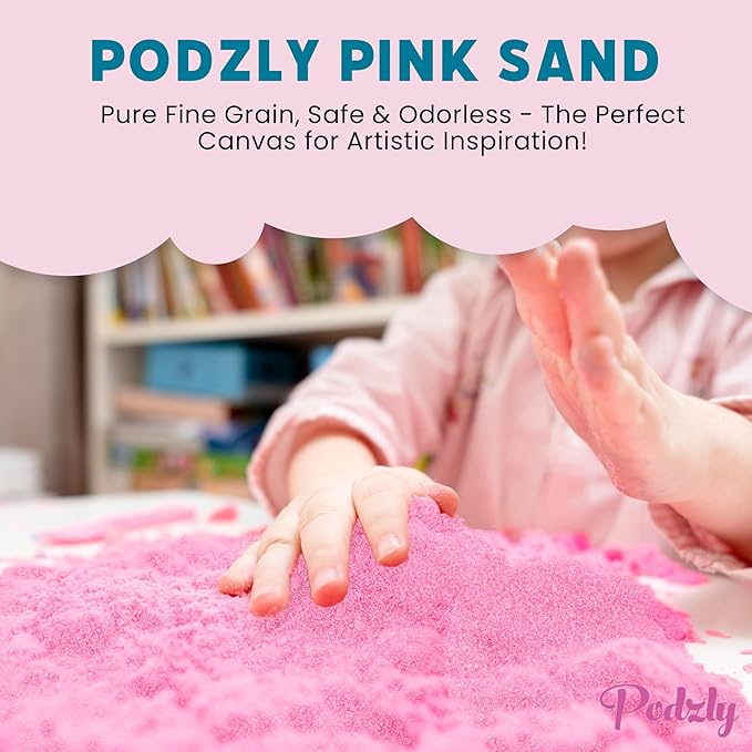Podzly 5 Pound Decorative Bulk Craft Sand - Perfect for Weddings, Classrooms & Creative Crafts - Fine Sand, Non-Toxic & Safe for Kids & Adults - Colorful Play Sand for Outdoor and Home Decor - Pink