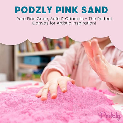 Podzly 5 Pound Decorative Bulk Craft Sand - Perfect for Weddings, Classrooms & Creative Crafts - Fine Sand, Non-Toxic & Safe for Kids & Adults - Colorful Play Sand for Outdoor and Home Decor - Pink