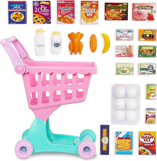Battat- Play Circle- Shopping Cart – Toy Food – Play Kitchen For Toddlers- Pretend Play- Shopping Day Grocery Cart- 2 years +
