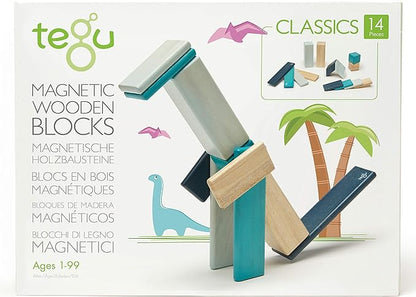 14 Piece Tegu Magnetic Wooden Block Set, Blues
