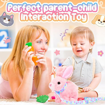 Tagitary Easter Plush Bunny Toys for Kids - Interactive Electronic Rabbit with Sounds, Wiggling Ears, Hopping Motion, Leash - Perfect for Easter, Christmas, or Birthday Gifts