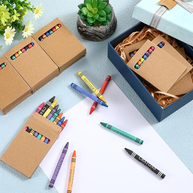Crayons Bulk 8 Different Color Crayon Wrapped Wax Mini Boxes Bulk Party Favors Packs for Classroom Home Birthdays School Teachers(10 Packs)