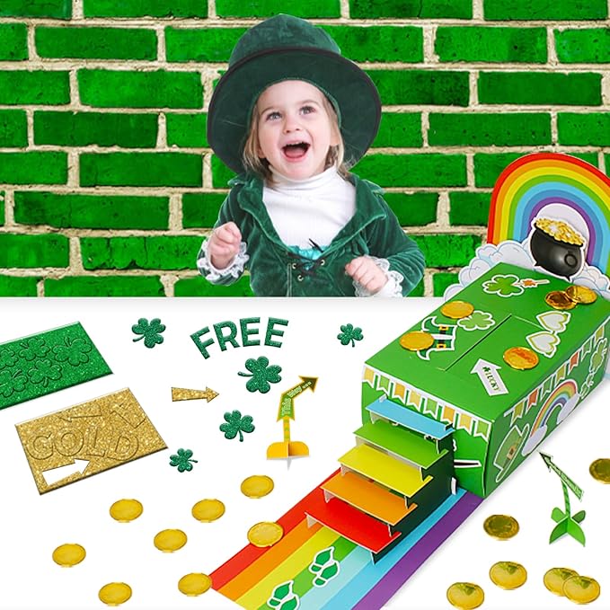 GYGOT St. Patrick's Day Leprechaun Trap Kit for Kids, DIY Craft Catch a Leprechaun Kit for Kids,St Patricks Day Classroom Activity Party Supplies