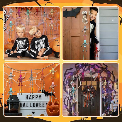 Fennoral 9 Pack Skeleton Wind Chime Kit for Kids Make You Own Skeleton Wind Chime Hanging Ornaments DIY Coloring Wooden Halloween Crafts for Boys Girls Art Activity Halloween Party Decoration