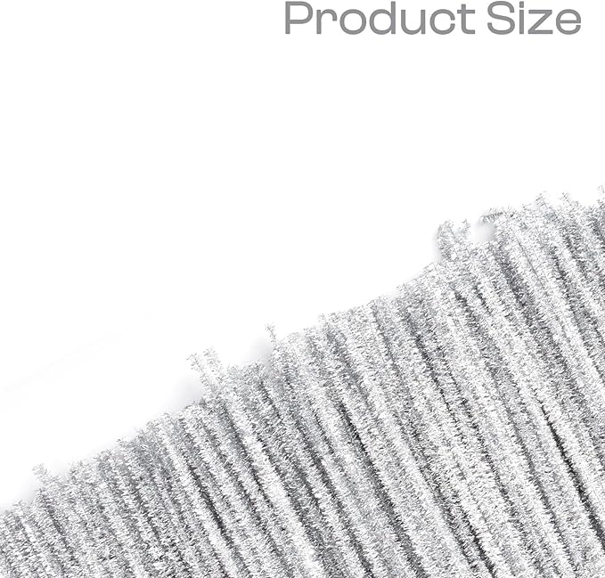 Caydo 200 Pieces Silver Pipe Cleaners Craft Chenille Stems for DIY Art Creative Crafts Party Decorations (12 Inch x 6 mm)