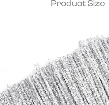 Caydo 200 Pieces Silver Pipe Cleaners Craft Chenille Stems for DIY Art Creative Crafts Party Decorations (12 Inch x 6 mm)