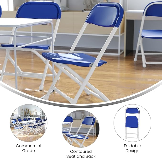 Flash Furniture 2 Pack Kids Blue Plastic Folding Chair