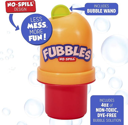 Fubbles Bubbles No-Spill Bubbles Tumbler | Bubble toy for babies toddlers and kids of all ages | Includes 4oz bubble Solution and bubble wand (tumbler colors may vary)