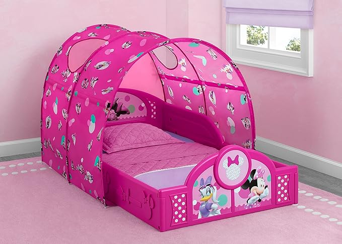Delta Children - Disney Minnie Mouse Plastic Sleep and Play Toddler Bed with Tent, Pink