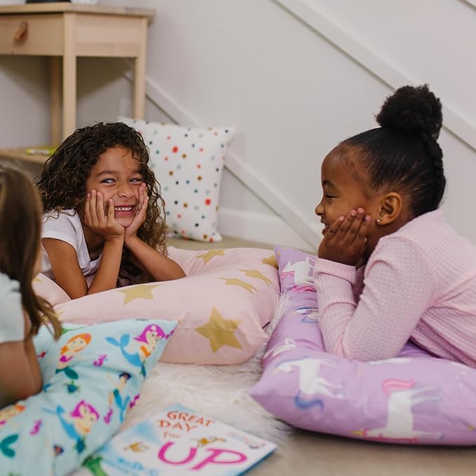 Wildkin Kids Floor Lounger: Ideal for Boys and Girls, Travel-Friendly, Perfect for Sleepovers - Pillow Lounger for Kids, Requires Standard Size Pillows Not Included (Unicorns)