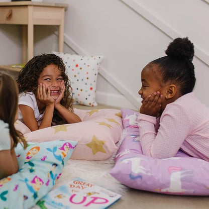 Wildkin Kids Floor Lounger: Ideal for Boys and Girls, Travel-Friendly, Perfect for Sleepovers - Pillow Lounger for Kids, Requires Standard Size Pillows Not Included (Unicorns)