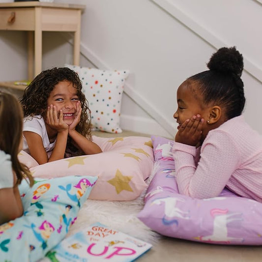 Wildkin Kids Floor Lounger: Ideal for Boys and Girls, Travel-Friendly, Perfect for Sleepovers - Pillow Lounger for Kids, Requires Standard Size Pillows Not Included (Unicorns)