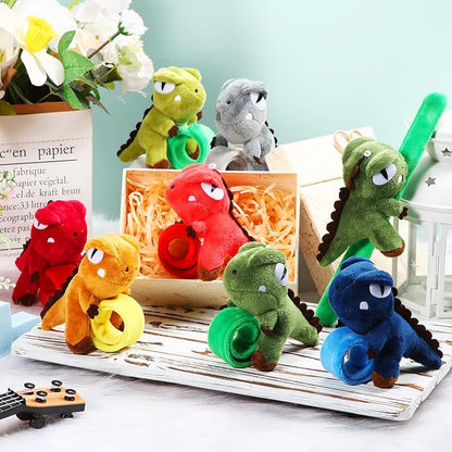 Lenwen 8 Pcs Stuffed Animal Slap Bracelets for Kids Plush Animals Slap Bracelets Bulk Cute Tiger Giraffe Turtle Koala Bracelets Wrist Animals for Girls Boys Valentine's Day Party