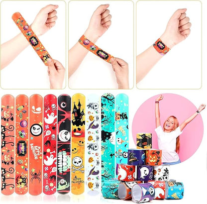 36 PCS Halloween Slap Bracelets Party Favors,Bulk Snap Bracelet Party Favors Supplies for kids&teens Gifts Teacher Classroom School Favors Prizes Exchanging Gift