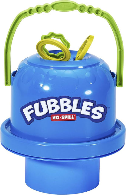 Fubbles Bubbles No-Spill Big Bubble Bucket | Bubbles for Toddlers and Kids of All Ages | Includes Fubbles Bubbles Bucket and 3 Bubble Wands, Made in The USA