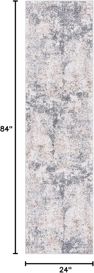 SAFAVIEH Aston Collection Runner Rug - 2' x 7', Light Grey & Grey, Modern Abstract Design, Non-Shedding & Easy Care, Ideal for High Traffic Areas in Living Room, Bedroom (ASN710F)