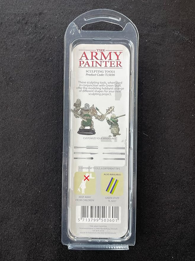 The Army Painter Clay Sculpting Tools - Set with Three Double Ended Stainless Steel Dab Tool, Polymer Clay Tools for Modeling Plastic, Resin, and Metal Miniatures - Green Stuff Putty Tool Clay