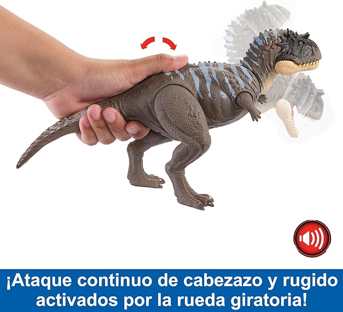 Mattel Jurassic World Wild Roar Dinosaur Toy with Sound & Attack Move, Ekrixinatosaurus Posable Action Figure Includes Digital Play, 11 inches Long