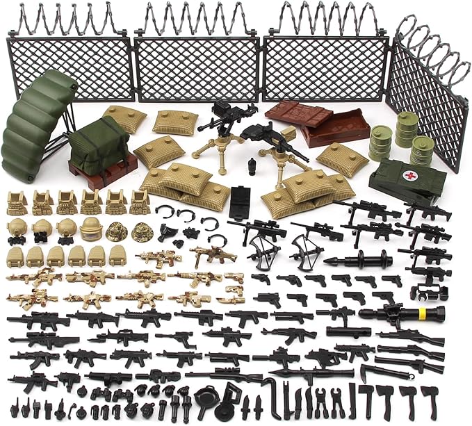 Feleph Weapons Pack Military Toy Set Building Blocks Model for Soldier Figures, Army Equipment Gear Kit Pieces and Parts Accessories Compatible with Major Brand