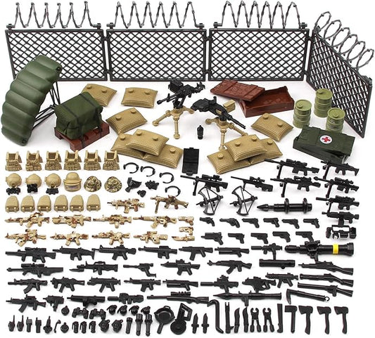 Feleph Weapons Pack Military Toy Set Building Blocks Model for Soldier Figures, Army Equipment Gear Kit Pieces and Parts Accessories Compatible with Major Brand