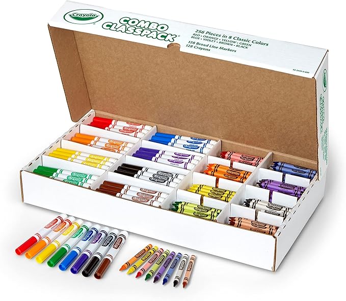 Crayola Crayons and Washable Markers Classpack, 256 Ct, Bulk School Supplies for Teachers, Elementary and Preschool