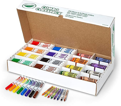 Crayola Crayons and Washable Markers Classpack, 256 Ct, Bulk School Supplies for Teachers, Elementary and Preschool