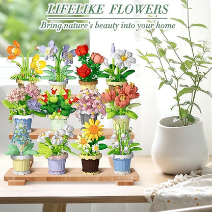 Flowers and Plant Building Set,(2531 Pcs) 12 Kinds Flowers Botanical Bonsai Building Set for Adults, Kids, Girls, Idea Gifts for Mother's Day, Birthdays, Creative Building Block Toys Decor for Home