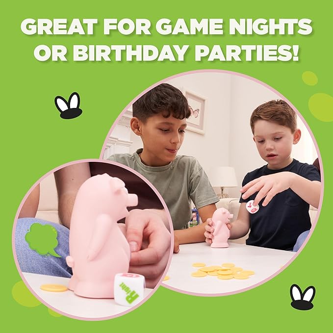 Stinky Pig Game Dice Game – Family Kids Games, Travel Games, Fast, Musical Active Kids Game with Funny Sounds, Multi-Player, Ages 6+