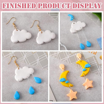Kajaia 14 Pcs Polymer Clay Cutters Set, Cloud Moon Star Crescent Clay Earring Cutters Rain Drop Lightning DIY Jewelry Making Supplies for Beginners Adults Christmas Gifts