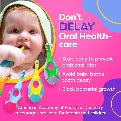 Baby Toothbrush 4 Pack, Toddler Toothbrush Age 1-2 & Bonus Silicone Finger Brush, Soft Bristles, Toddler Toothbrushes, Infant & Training w/Teething Handle, 0-2 Years, Multi Color Set