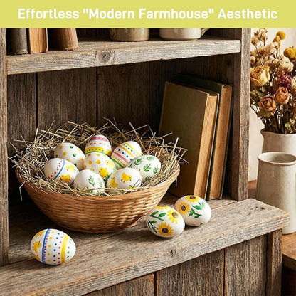 SallyFashion 24 PCS White Wooden Eggs Easter Eggs for Children, DIY Game, Kitchen Craft Adornment, Toy Foods