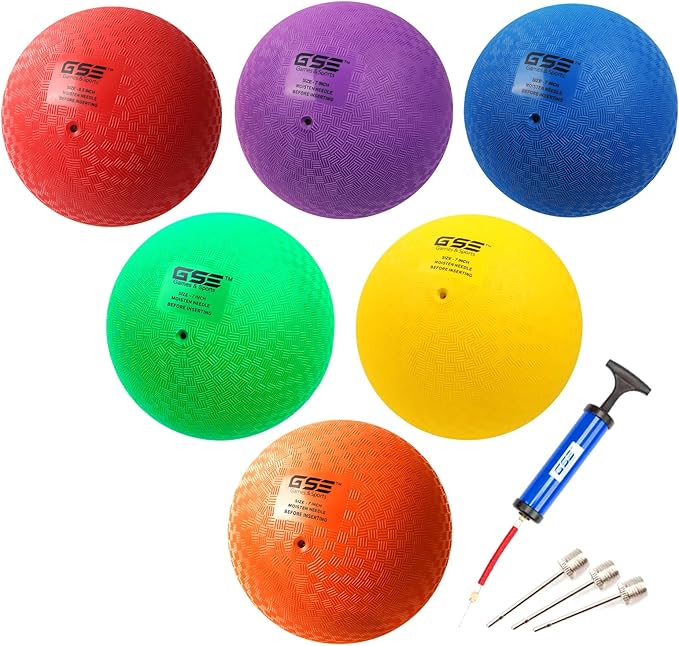 GSE Games & Sports Expert 5"/7"/8.5"/10" Inflatable Playground Ball, Kickball, Bouncy Dodge Ball, Handball for Kid/Adult, Perfect for Recess Ball Games, Gym, Yoga Exercises, Schools Sports Activities