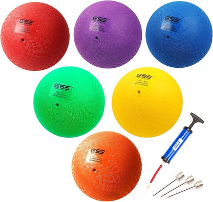 GSE Games & Sports Expert 5"/7"/8.5"/10" Inflatable Playground Ball, Kickball, Bouncy Dodge Ball, Handball for Kid/Adult, Perfect for Recess Ball Games, Gym, Yoga Exercises, Schools Sports Activities